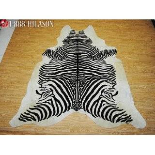  Zebra Cowhide with Black Stripes on Off White Large 
