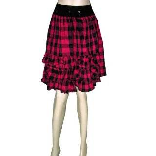   Pink Black Plaid Skirt Knee Length Cotton Mini Skirts India 22length