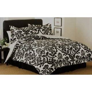 Modern Black and White Stencil Floral Comforter Set Black and White 