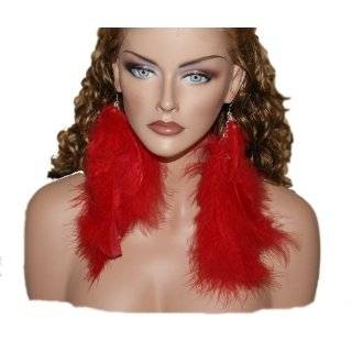  Long Feather Earring Real Red 8 Inc 