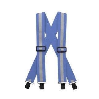  Solid Baby Blue White Leather Suspenders Elastic Y Back 