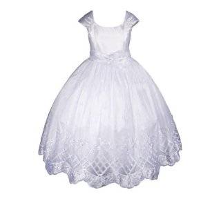  Girls White Organza Tiered Dress Formal Gown (13 14 