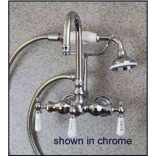  Chrome Clawfoot Tub Gooseneck Diverter Faucet with Hand Shower 