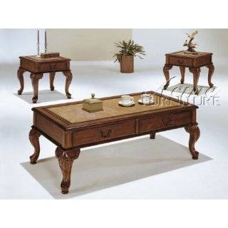 pc Pack Classic Trudeau Style Coffee Table Set w/Drawer Acs90652