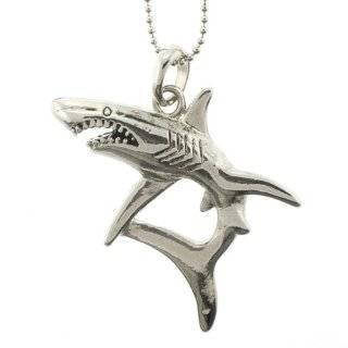  Shark Big Teeth Jaws Pewter Pendant Necklace Jewelry