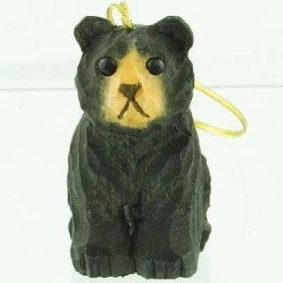 Miniature Wood Carved Bear Cub Ornament