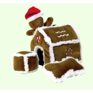 Kyjen Hide A Toy Gingerbread House Puzzle Plush Interactive Dog Toy