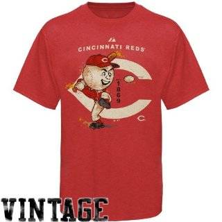MLB Majestic Cincinnati Reds Vintage Classic Heathered T shirt   Red