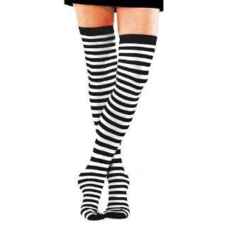 Striped Black & White Thigh High Stocking Socks