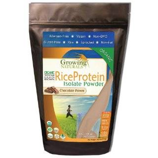 Growing Naturals Rice Protein Isolate Powder, Chocolate Power, 476 