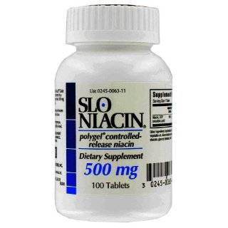 Slo Niacin Polygel Controlled Release Niacin, 500 mg, 100 Tablets