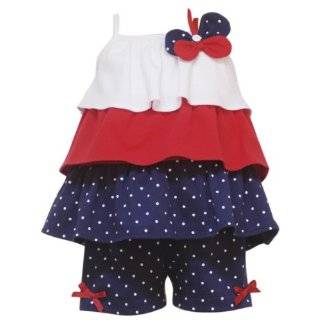   Girls Navy Star Print Patriotic Dress Set 3M 6X Bonnie Jean Clothing