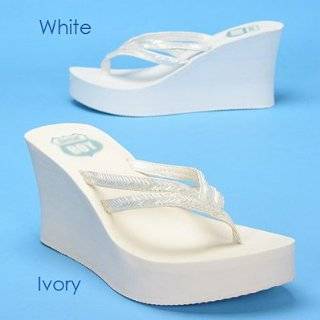 Beaded Double Strap Bridal Flip Flops   White or Ivory (Sizes 5   10)