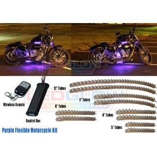  6pc Purple LED Flexible Motorcycle Lights Kit Automotive