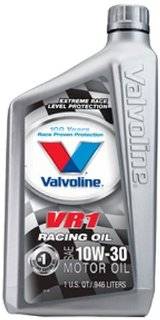 Valvoline VV205 VR1 Racing Formula SAE 10W 30 Turbo Approved Motor Oil