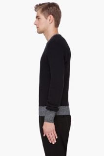 Wings + Horns Black Combo Paneled Sweater for men