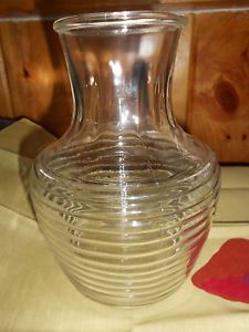 Vintage Anchor Hocking Ribbed Clear Glass Water Juice Milk Refrigerator Pitcher