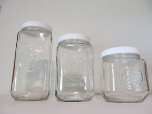 Golden Harvest Canister Set Glass Anchor Hocking Pantry Storage Kitchen 3 Jars