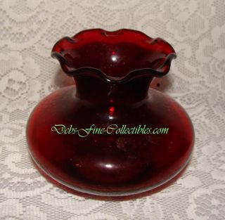 Royal Ruby Red Ruffle Edge Glass Vase Anchor Hocking
