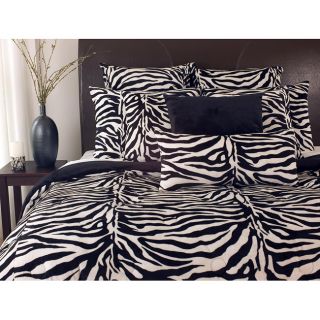 Black White Zebra Print Microplush Comforter Set