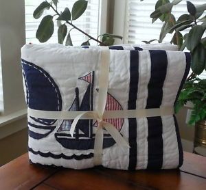 Pottery Barn Kids Harper Boats Nursery Toddler Quilt Baby Boy Bedding Crib