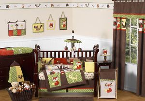 Sweet JoJo Designs Forest Animals Owl Baby Boy Crib Bedding Set for Newborn Room