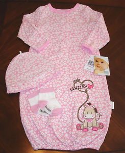"Cowgirl" 3 Piece Pink Gown Set Baby Girl Clothes 0 6 Months by Vitamins Baby