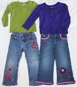 Huge Lot of 57 Pieces Baby Girls Toddler Clothes Clothing Fall Winter 2T