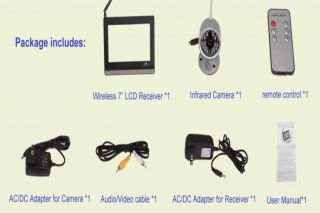 2 4GHz Wireless Audio Baby Video Monitor 7" TFT LCD IR Night Version Camera