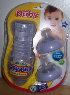 Nuby Three Stage Easy Grip Feeding System Bottle Sippy Cup Baby Shower