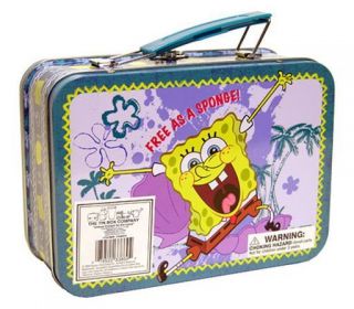 Spongebob Squarepants Kids Cards Toys Embossed Metal Tin Tote Lunch Box Bag New