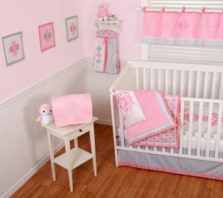 Sumersault Princess 12 Piece Baby Girl Crib Bedding Set Pink Grey Silk
