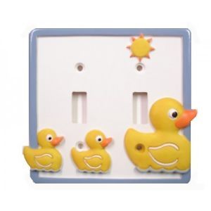 Rubber Ducky Light Switch Plate Double Cover Bubble Bath Bathroom Decor