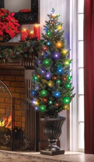 Indoor Outdoor LED Festive Light Christmas Tree and Base Battery Operated