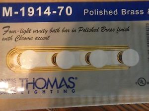 4 Light Vanity Bath Bar Polished Brass Finish w Chrome Accent Thomas Lighting