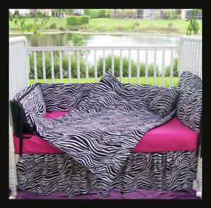 New Crib Bedding Set Hot Pinkblack Zebra Safari Fabrics