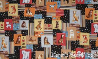 Dog Patch Puppy Pet Paw Print Patches Brown Blue Black Curtain Valance