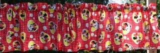 Handcrafted Curtain Valance Sewn from Disney Minnie Mouse White Red Polka Fabric
