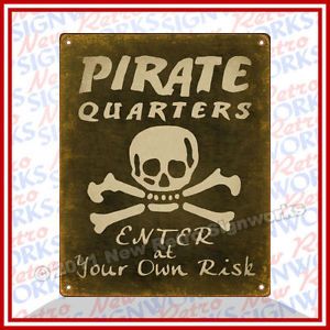 Pirate Boys Bedroom Door Sign Jolly Roger Vintage Art