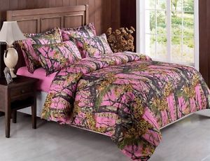 7pcs Pink Woods Camouflage Camo Hunter Bed in A Bag Comforter Set w Sheets Full