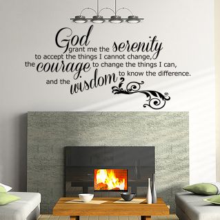 Quote Decal Sticker Vinyl Wall Art Bedroom Home God Grant Serenity Prayer JR6