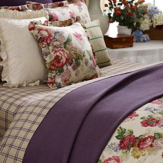 Ralph Lauren Surrey Garden Purple Full Queen Bed Blanket