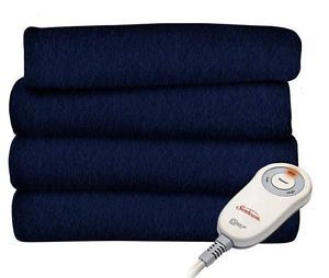 LS Heated Fleece Electric Throw Royal Blue Solid Blanket