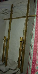 Vintage 1960 Church Salvage Wall Mount Candle Holders Sconces Christian LRG 28"