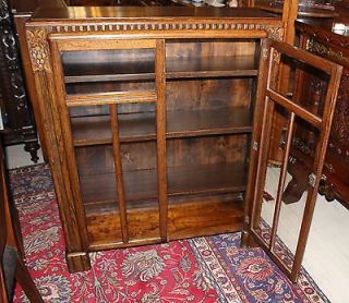 Beautiful English Antique Oak Art Deco Bookcase Cirio Cabinet with Glass Door