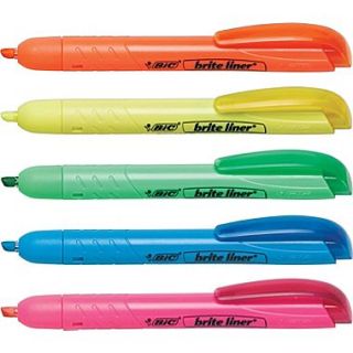 BIC Brite Liner Retractable Highlighters, Assorted, 5/Pack