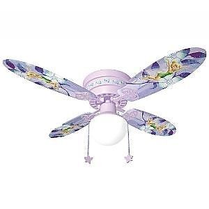 New Official Disney Tinker Bell Fairies Hugger 4 Blade 42" Ceiling Fan Light Kit