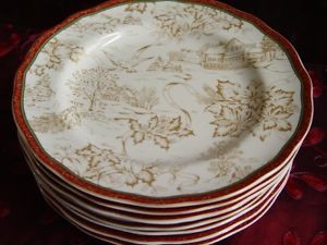 222 Fifth Christmas Tolle Dinner Plates 4 New