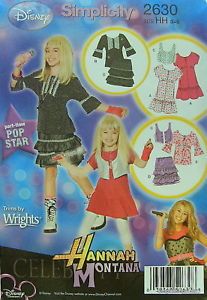 Sale Simplicity 2630 Girl's Hannah Montana Pop Star Costume Pattern 3 6 New