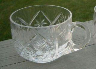 Cut Diamond Fan Stars Glass Crystal Punch Bowl Cups